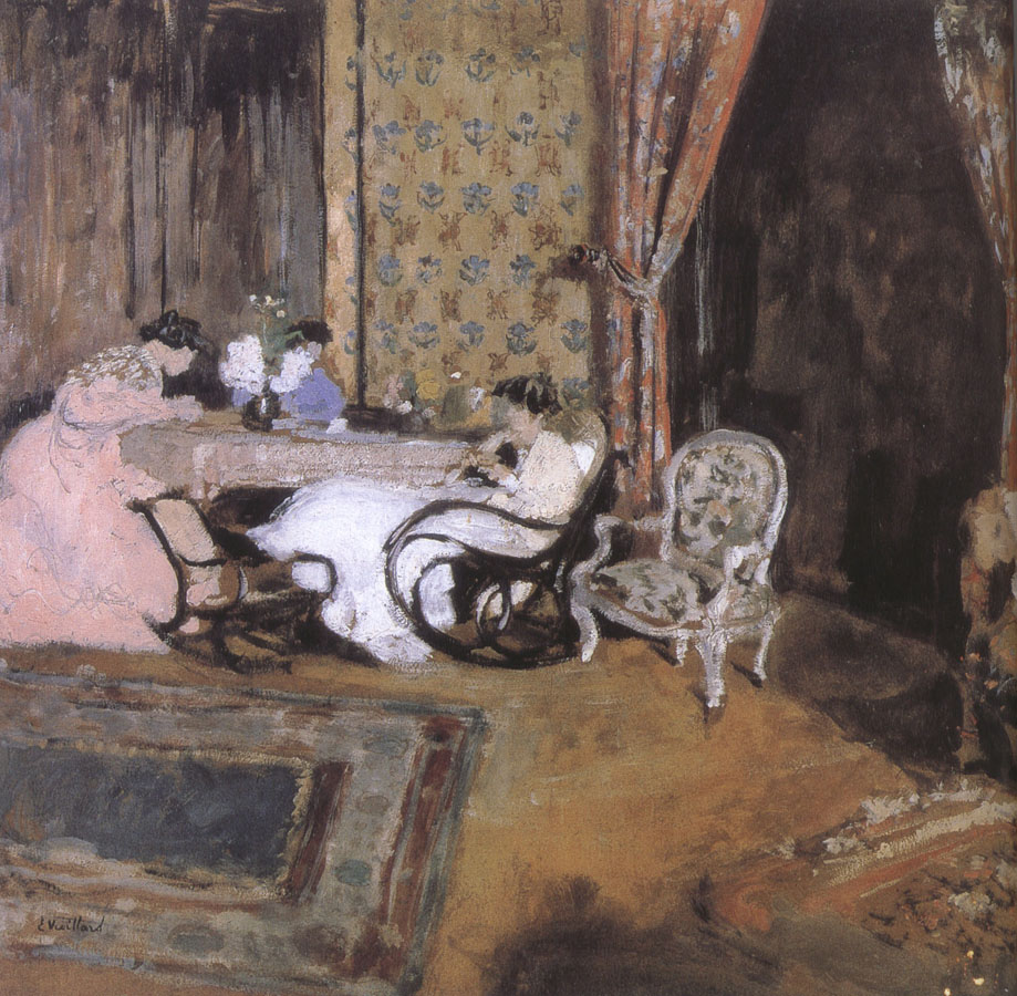 Three women in the sitting room